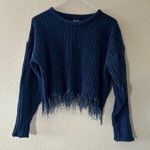 Cropped Fringe Sweater by Ellemenno Size S Long Sleeve